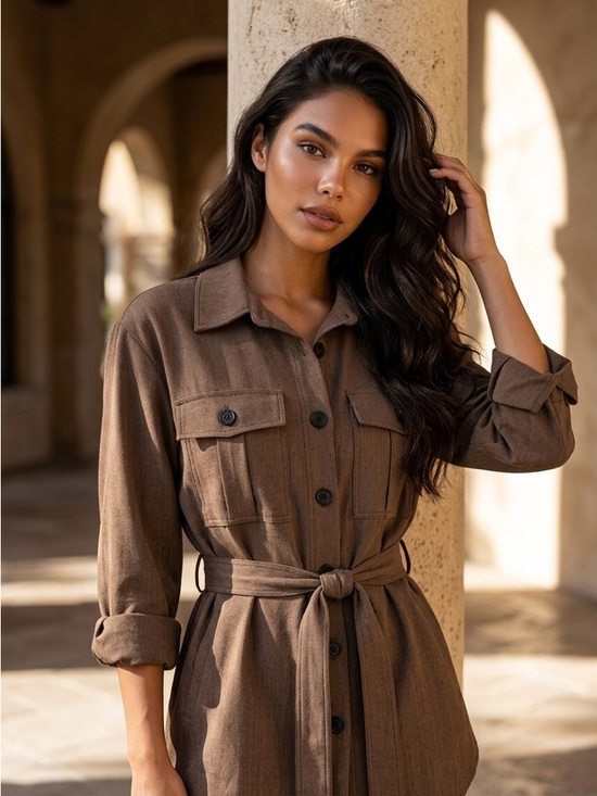 Zara Jackets & Blazers - Zara Brown Belted Utility Shirt Jacket